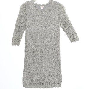 Cat & Jack Crochet Sweater Dress with Sparkly Gold Threads - Large (10-12)